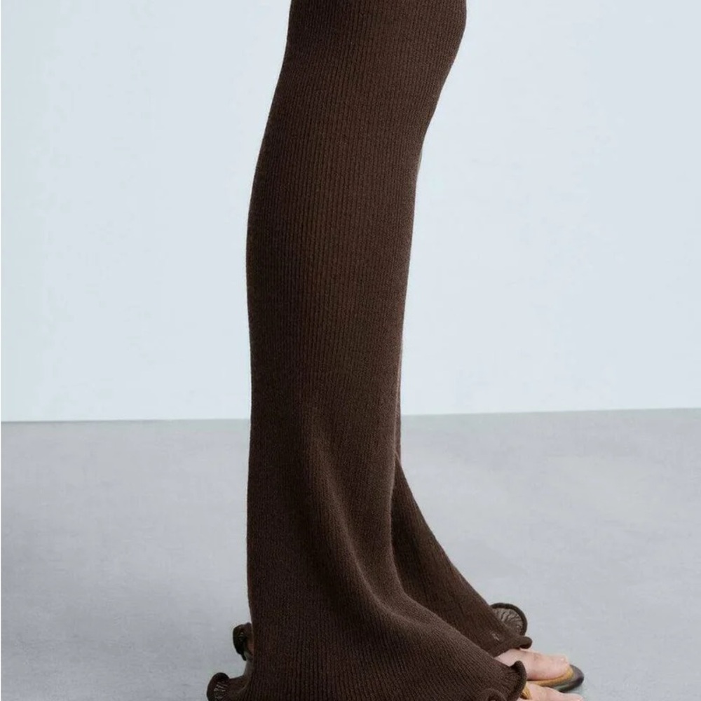 Mango Chocolate Brown Knit Flare Pants